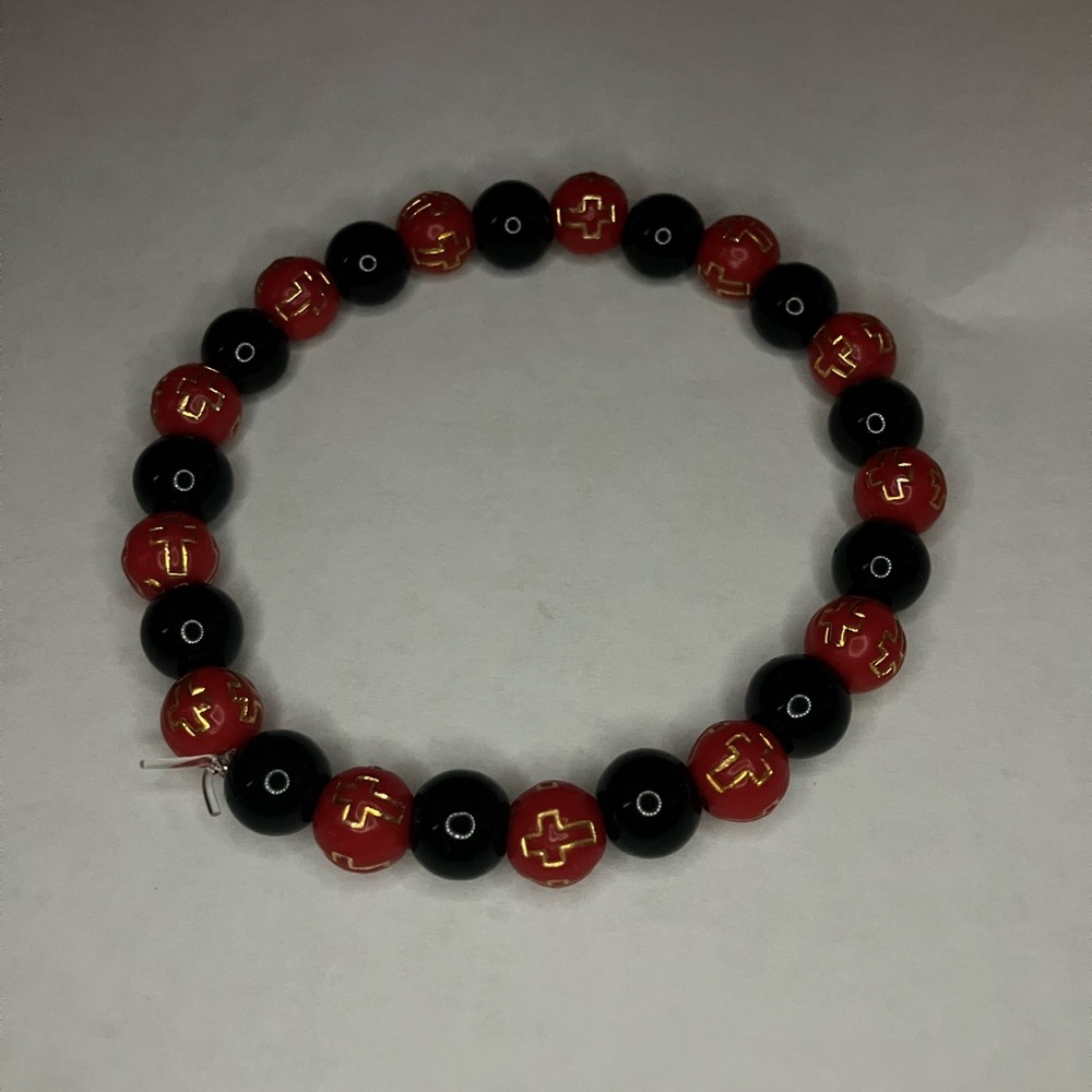 Red and Black Beaded Bracelet